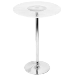 Spyra-Ale Contemporary Adjustable Bar Set in Chrome Metal, Clear Acrylic with Light Up Tabletop, and White PVC by LumiSource - 3 Piece