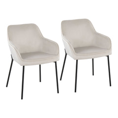 Daniella Contemporary Dining Chair in Black Metal and Cream Velvet by LumiSource - Set of 2