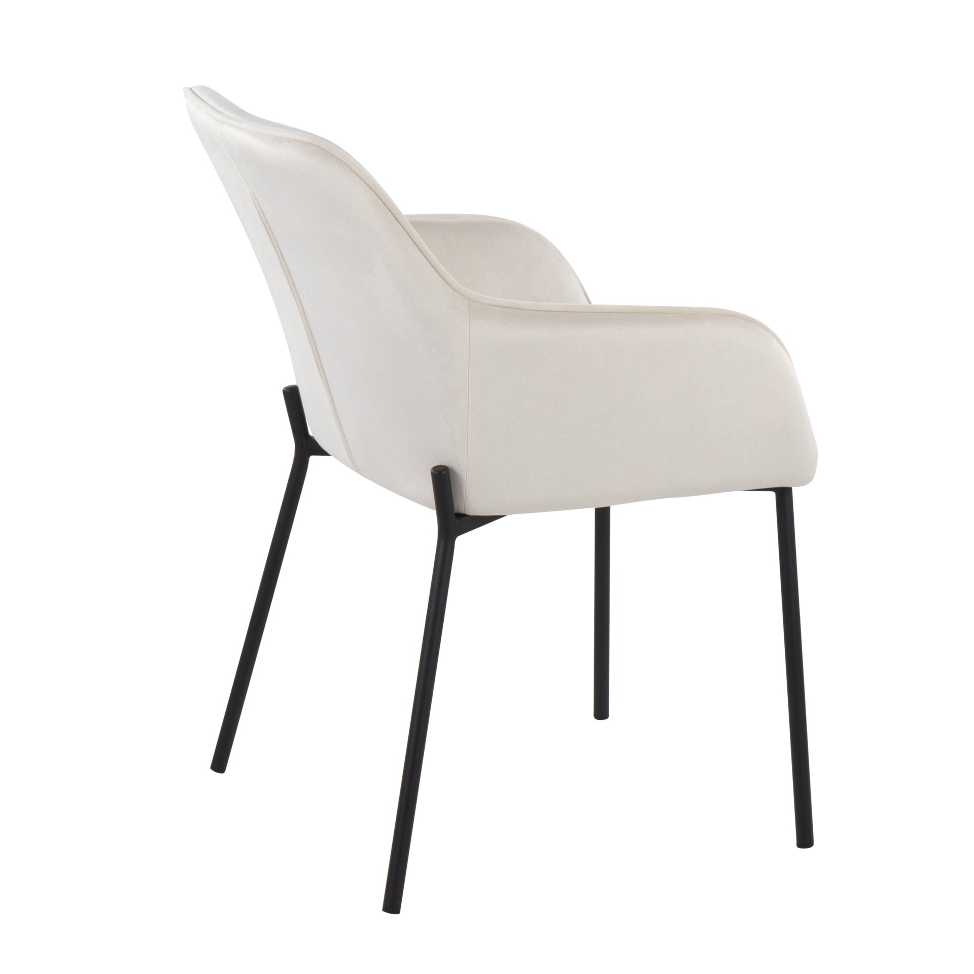 Daniella Contemporary Dining Chair in Black Metal and Cream Velvet by LumiSource - Set of 2