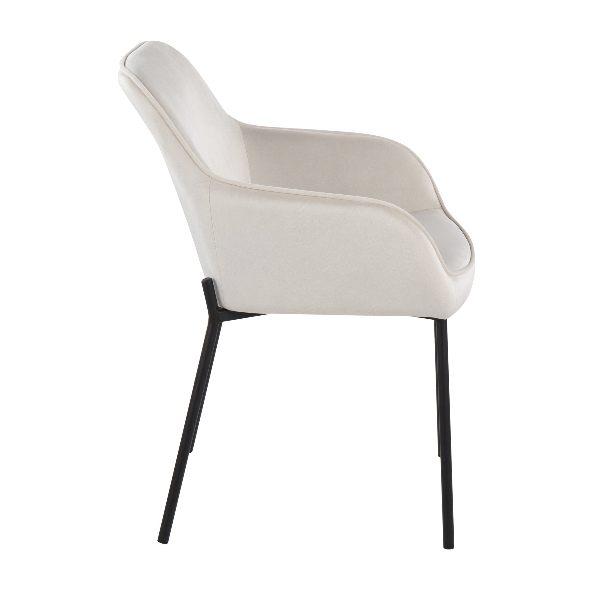 Daniella Contemporary Dining Chair in Black Metal and Cream Velvet by LumiSource - Set of 2