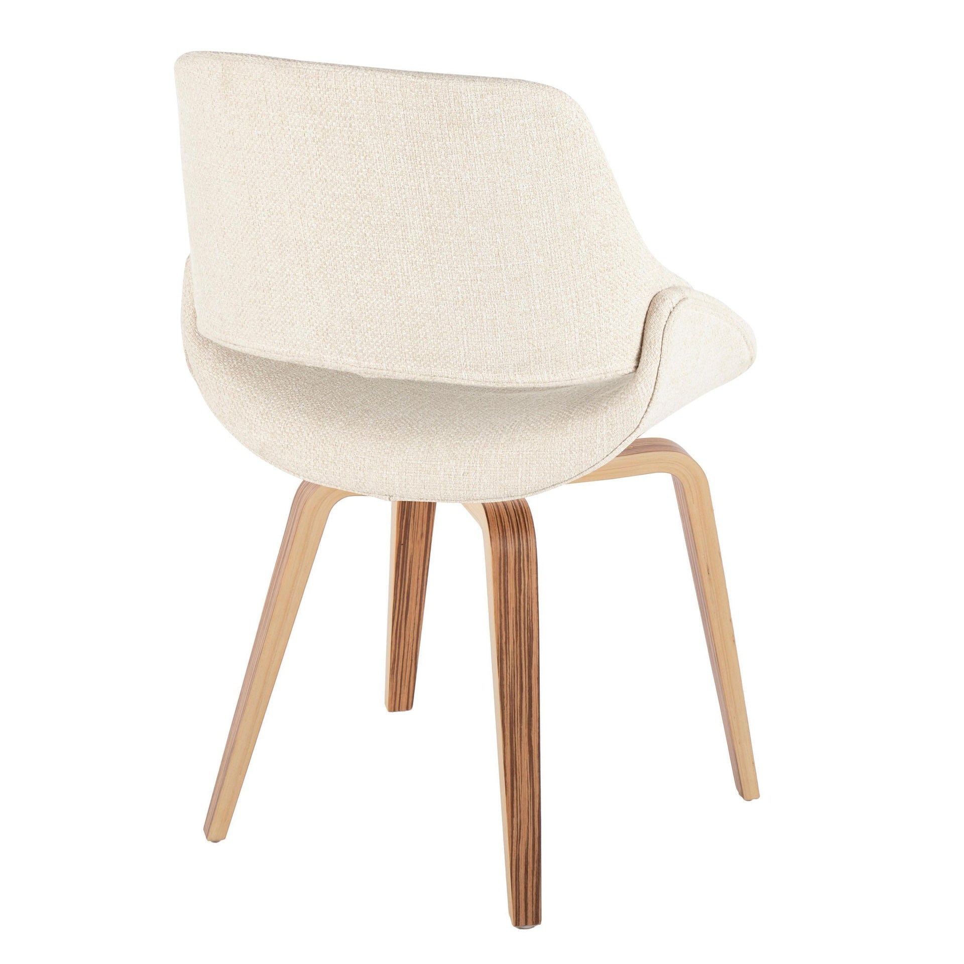 Fabrico Mid-Century Modern Accent/Dining Chair in Zebra Wood and Cream Fabric by LumiSource - Set of 2