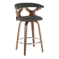 Gardenia Mid-Century Modern Counter Stool in Walnut and Charcoal Fabric by LumiSource - Set of 2