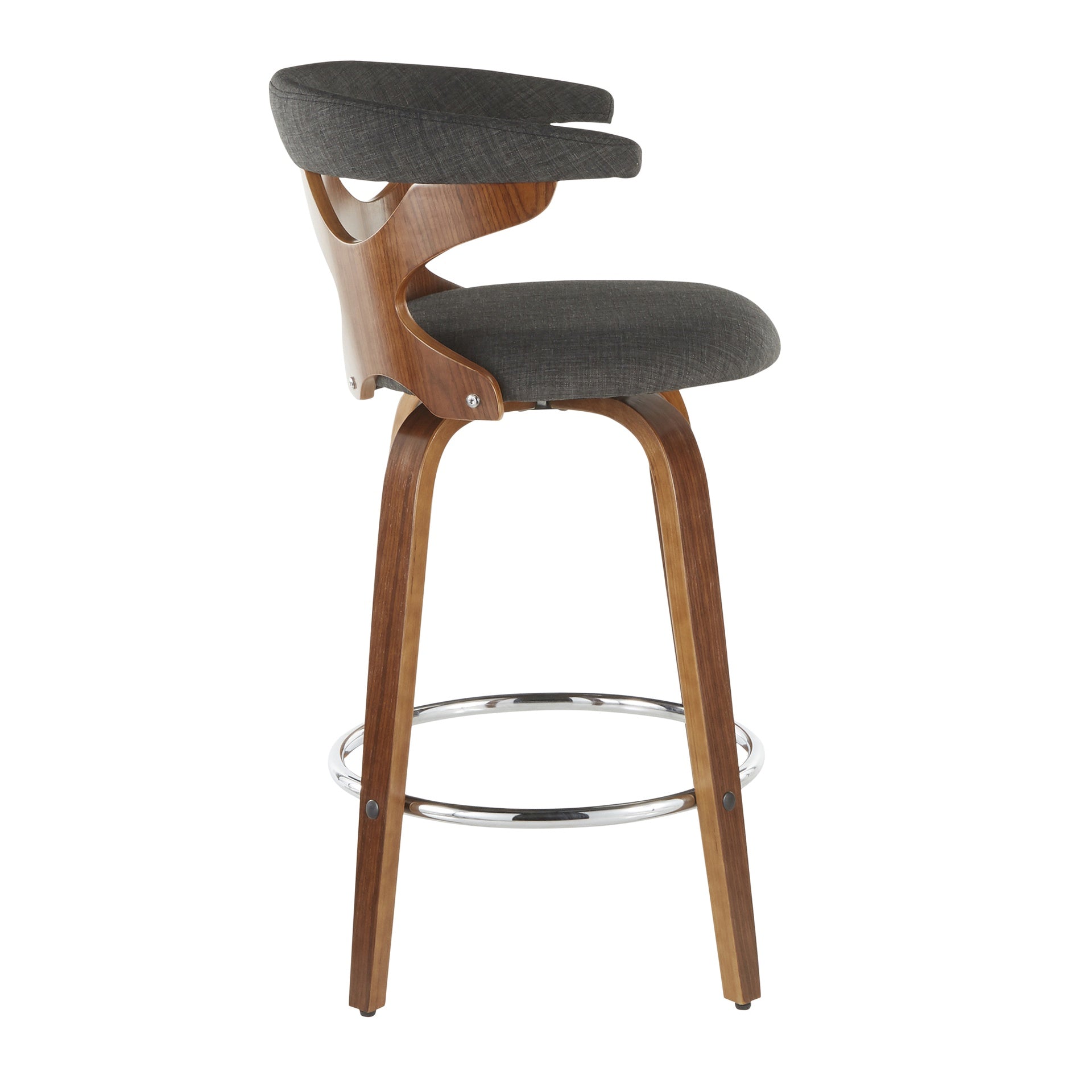 Gardenia Mid-Century Modern Counter Stool in Walnut and Charcoal Fabric by LumiSource - Set of 2