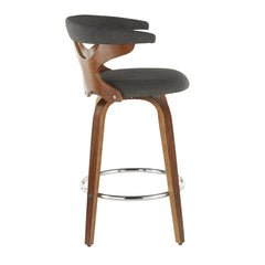 Gardenia Mid-Century Modern Counter Stool in Walnut and Charcoal Fabric by LumiSource - Set of 2