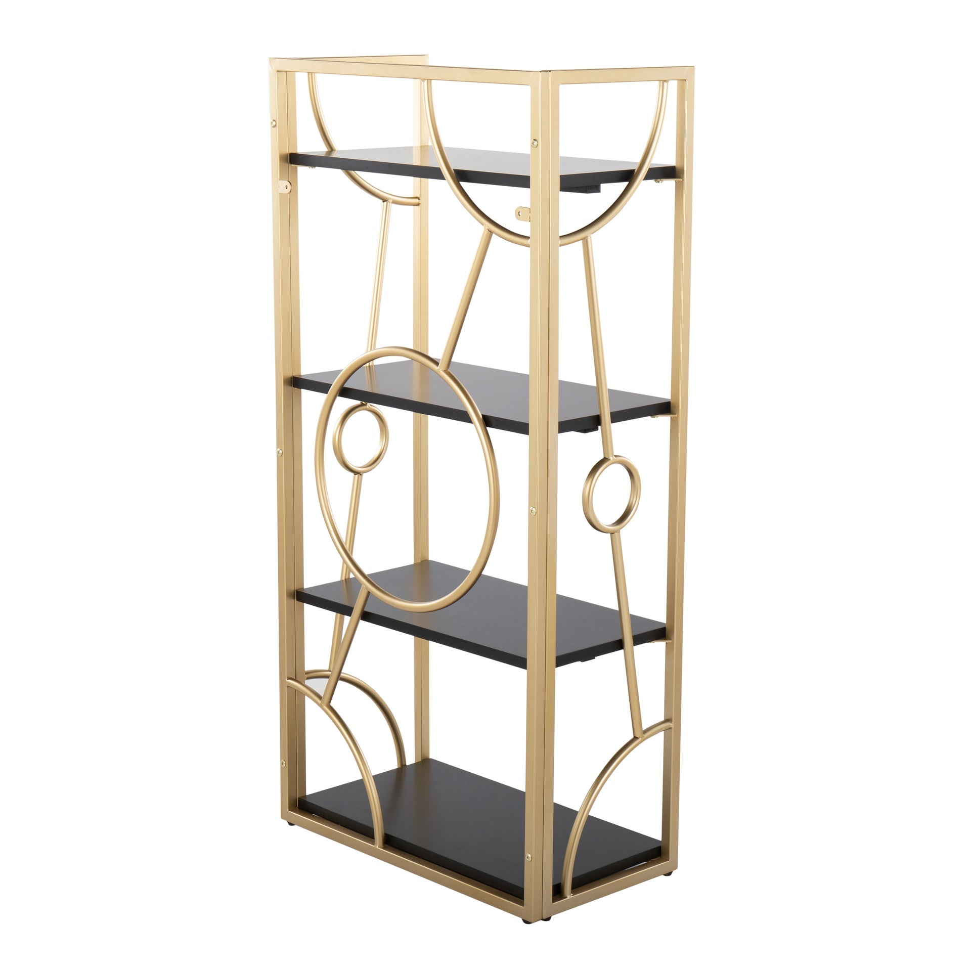 Constellation Contemporary Bookcase in Gold Metal and Black Wood by LumiSource