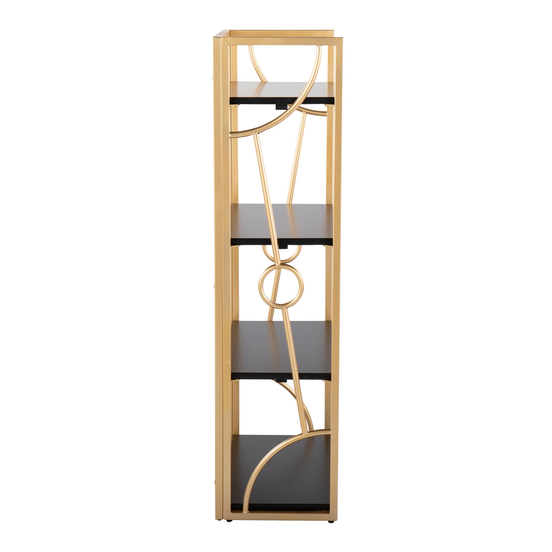 Constellation Contemporary Bookcase in Gold Metal and Black Wood by LumiSource