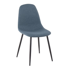 Pebble Contemporary Chair in Black Steel and Blue Fabric by LumiSource - Set of 2