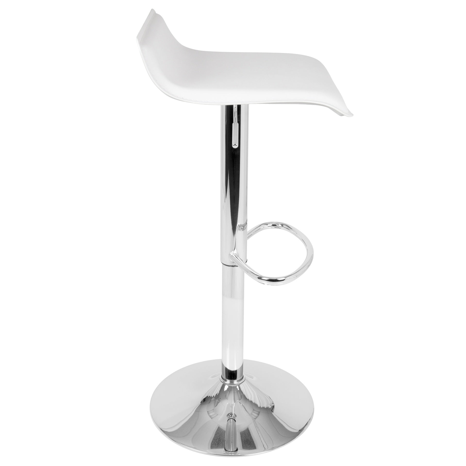 Ale Contemporary Adjustable Barstool in White PU Leather by LumiSource - Set of 2
