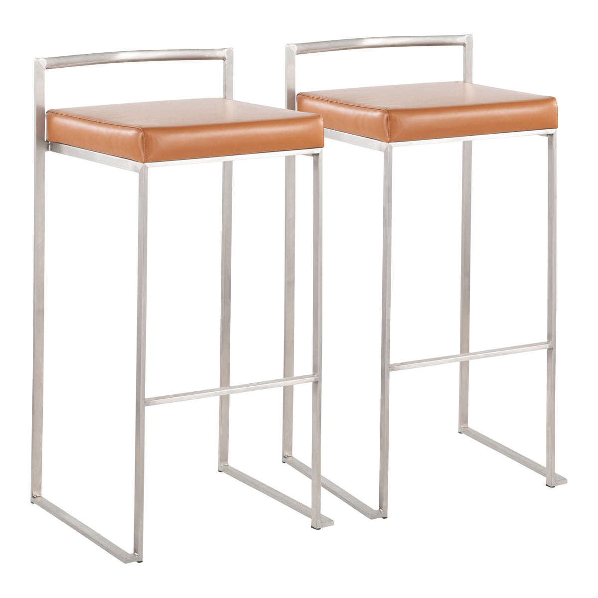 Fuji Contemporary Stackable Barstool with Camel Faux Leather by LumiSource - Set of 2