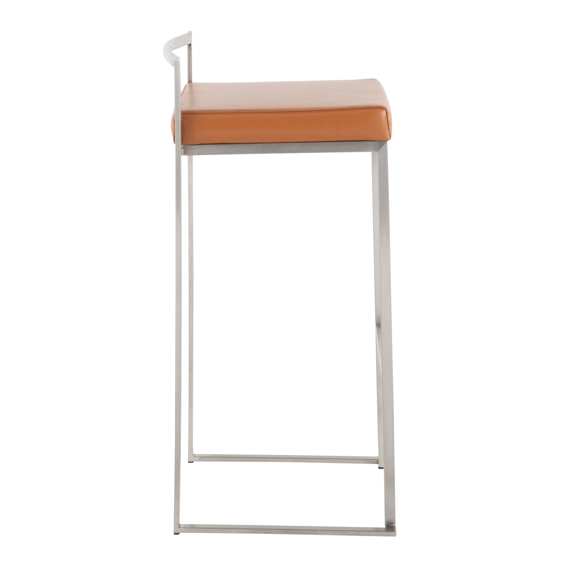 Fuji Contemporary Stackable Barstool with Camel Faux Leather by LumiSource - Set of 2