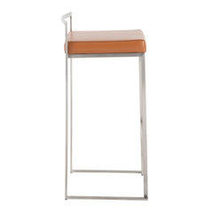 Fuji Contemporary Stackable Barstool with Camel Faux Leather by LumiSource - Set of 2