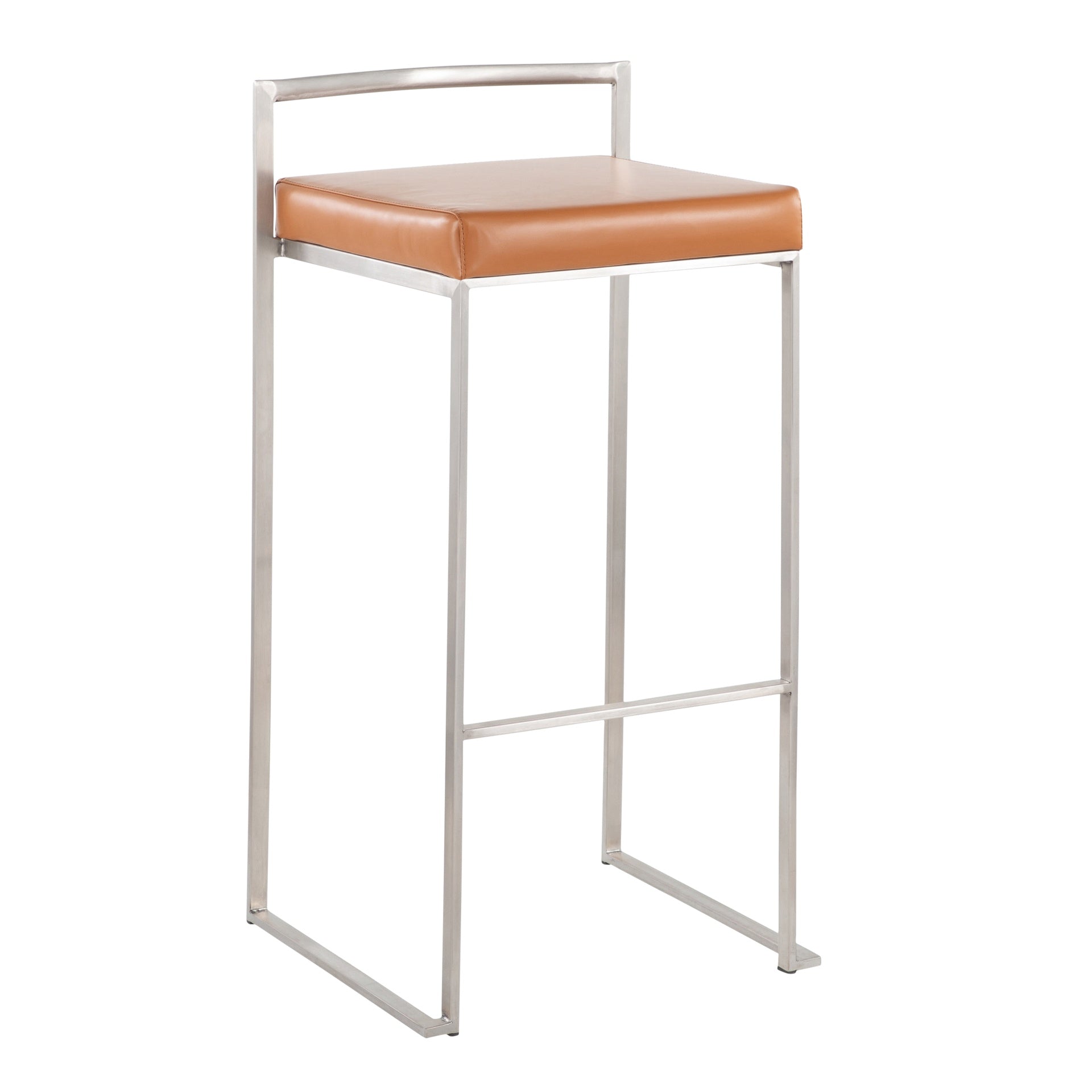 Fuji Contemporary Stackable Barstool with Camel Faux Leather by LumiSource - Set of 2
