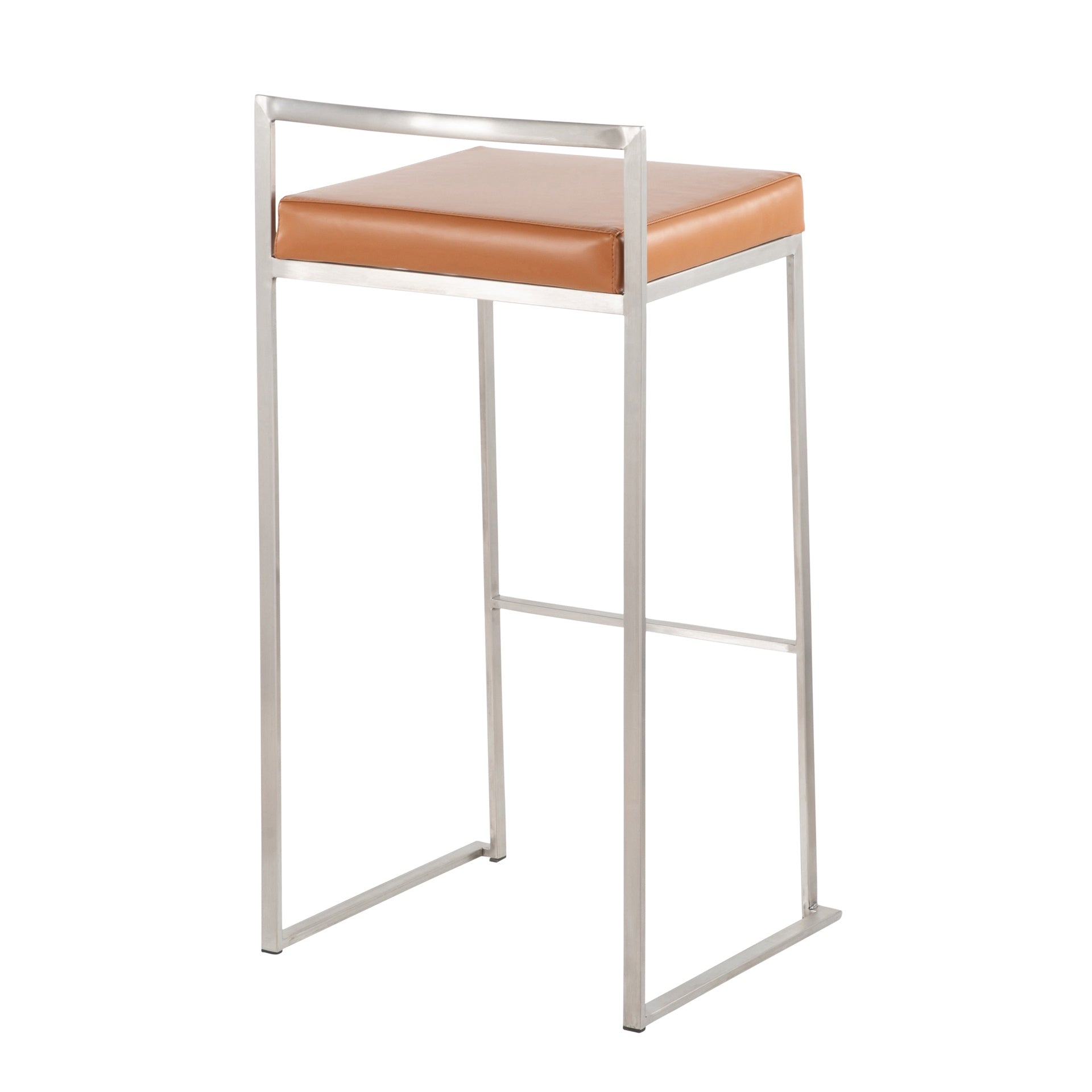 Fuji Contemporary Stackable Barstool with Camel Faux Leather by LumiSource - Set of 2
