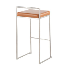 Fuji Contemporary Stackable Barstool with Camel Faux Leather by LumiSource - Set of 2