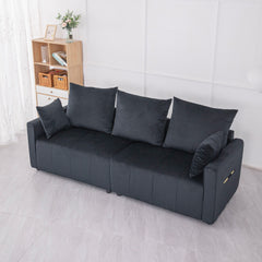 Velvet Modern 2-Seater Sofa, Black Two-Tone Sectional Couch with Contemporary Design, 82"  Living Room Furniture, Easy Assembly  , An Elegant Choice for Home Decoration