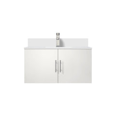 Glossy White Bath Vanity 36 in. W x 22 in. D, Cultured Marble Top, and Faucet Set