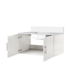 Glossy White Bath Vanity 36 in. W x 22 in. D, with Cultured Marble Top