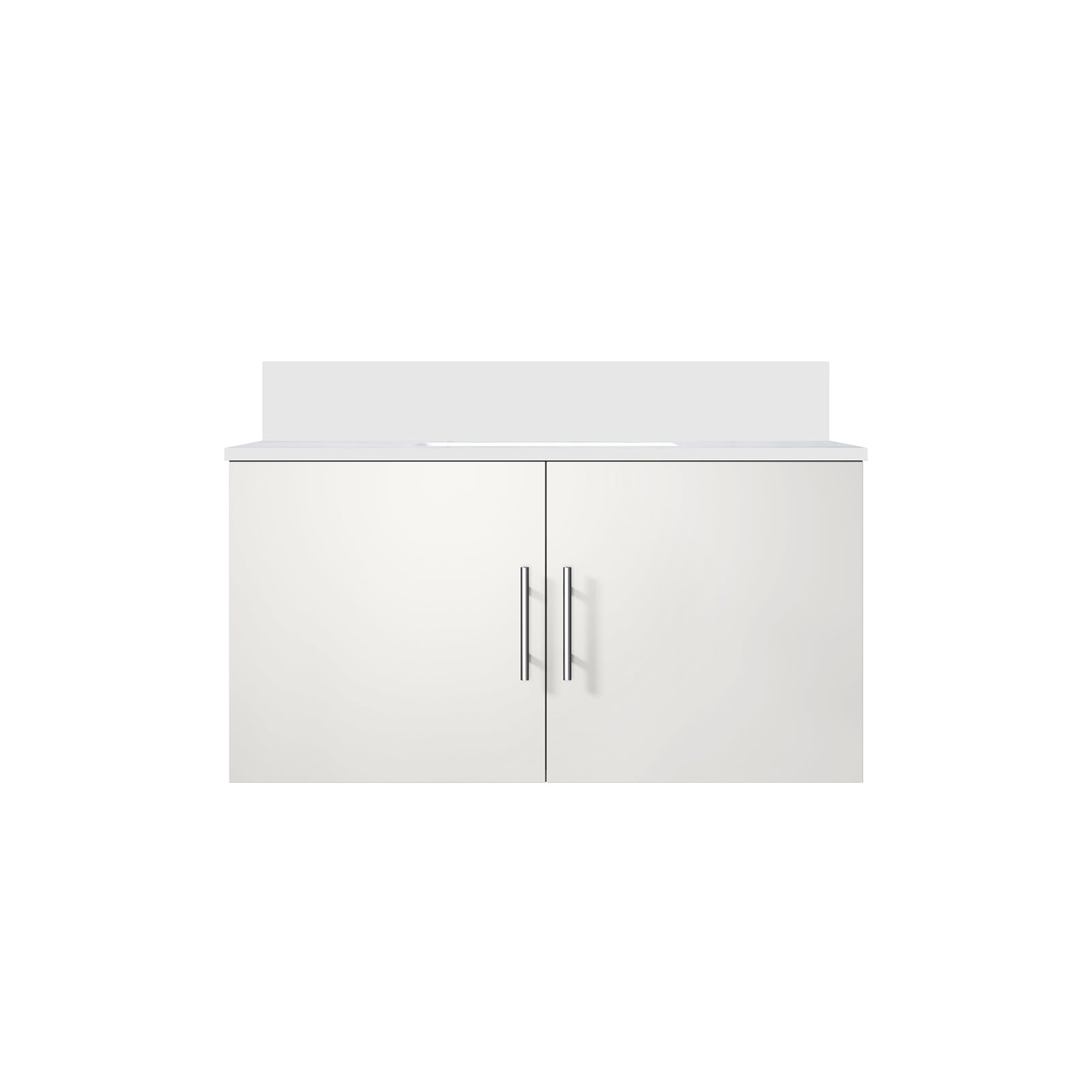 Glossy White Bath Vanity 36 in. W x 22 in. D, with White Quartz Top