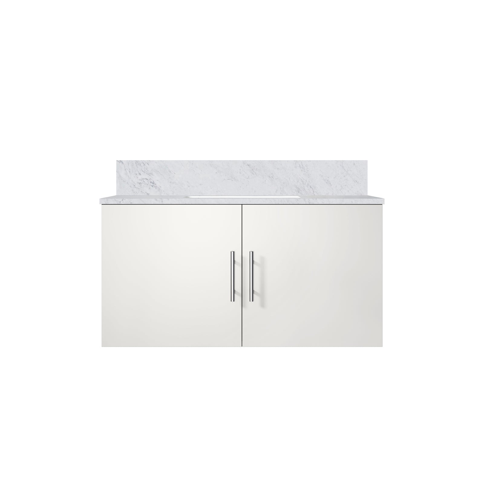 Glossy White Bath Vanity 36 in. W x 22 in. D, with Carrara Marble Top