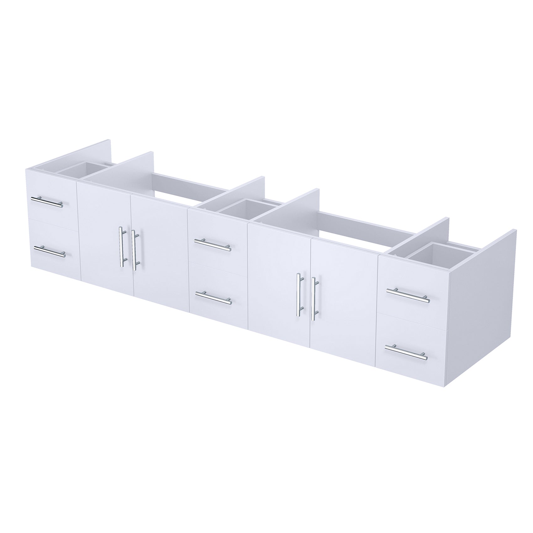 Glossy White Double Bath Vanity 84 in. W x 22 in. D