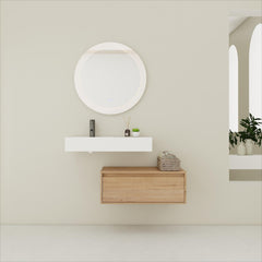 30 inch Wall-Mounted Bathroom  Vanity with Resin Sink,Soft Close Drawer,Float Mounting Design