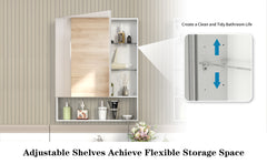 24'' x 30'' Medicine Cabinet with Mirror for Bathroom, Wall Mounted Bathroom Mirror with Storage, Adjustable Shelves, Aluminum Framework, Surface Mount Silver