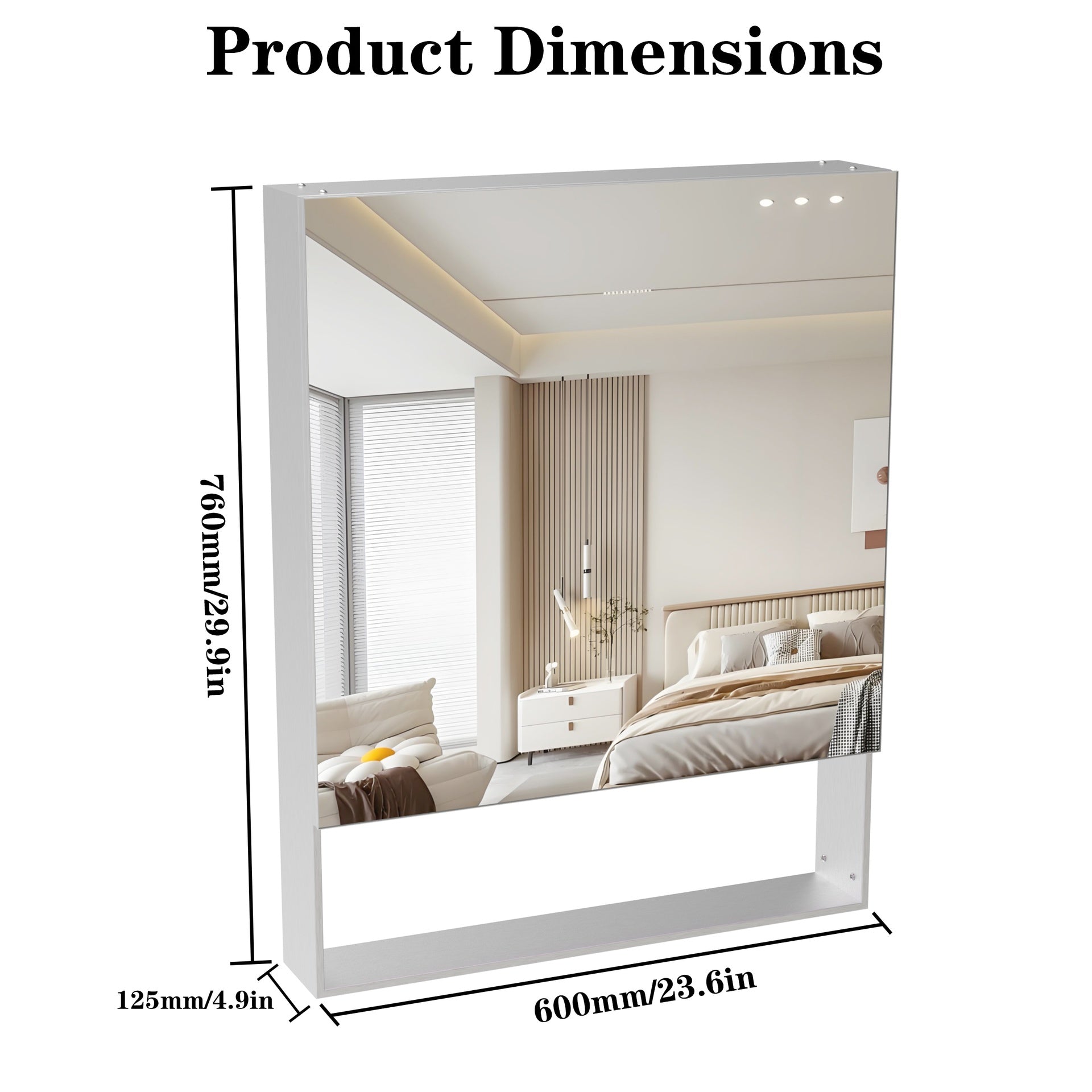 24'' x 30'' Medicine Cabinet with Mirror for Bathroom, Wall Mounted Bathroom Mirror with Storage, Adjustable Shelves, Aluminum Framework, Surface Mount Silver