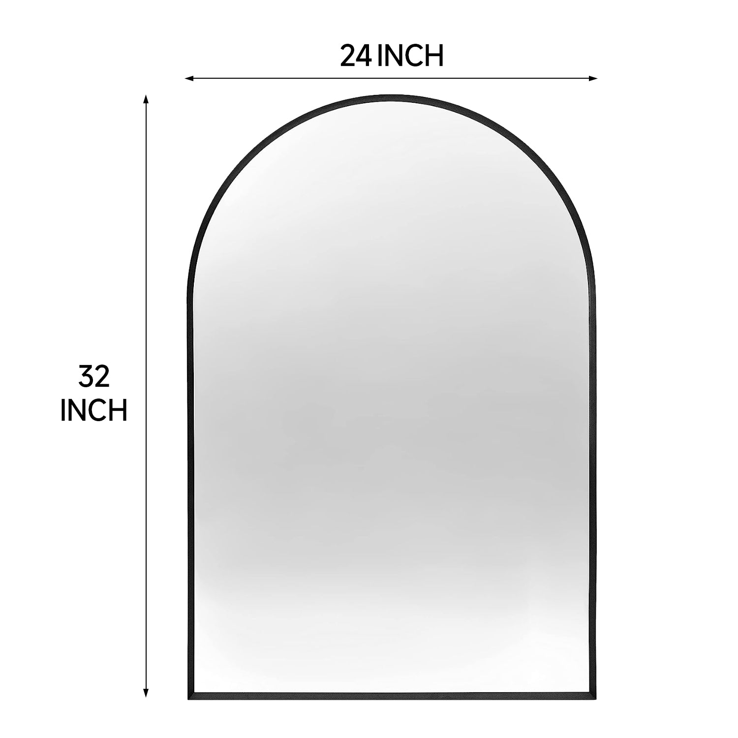 24x32 Inch Black Metal Framed Arched Bathrrom Mirror for Wall.(W2203P220253)