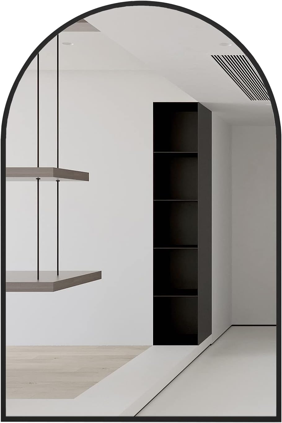 24x32 Inch Black Metal Framed Arched Bathrrom Mirror for Wall.(W2203P220253)