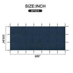 Swimming Pool Safety Cover, Fits 30x50ft Rectangular underground and Inground Swimming Pools, Triple Stitched High Strength Mesh PP Abrasion Resistant  Installation Hardware Included,Blue Mesh