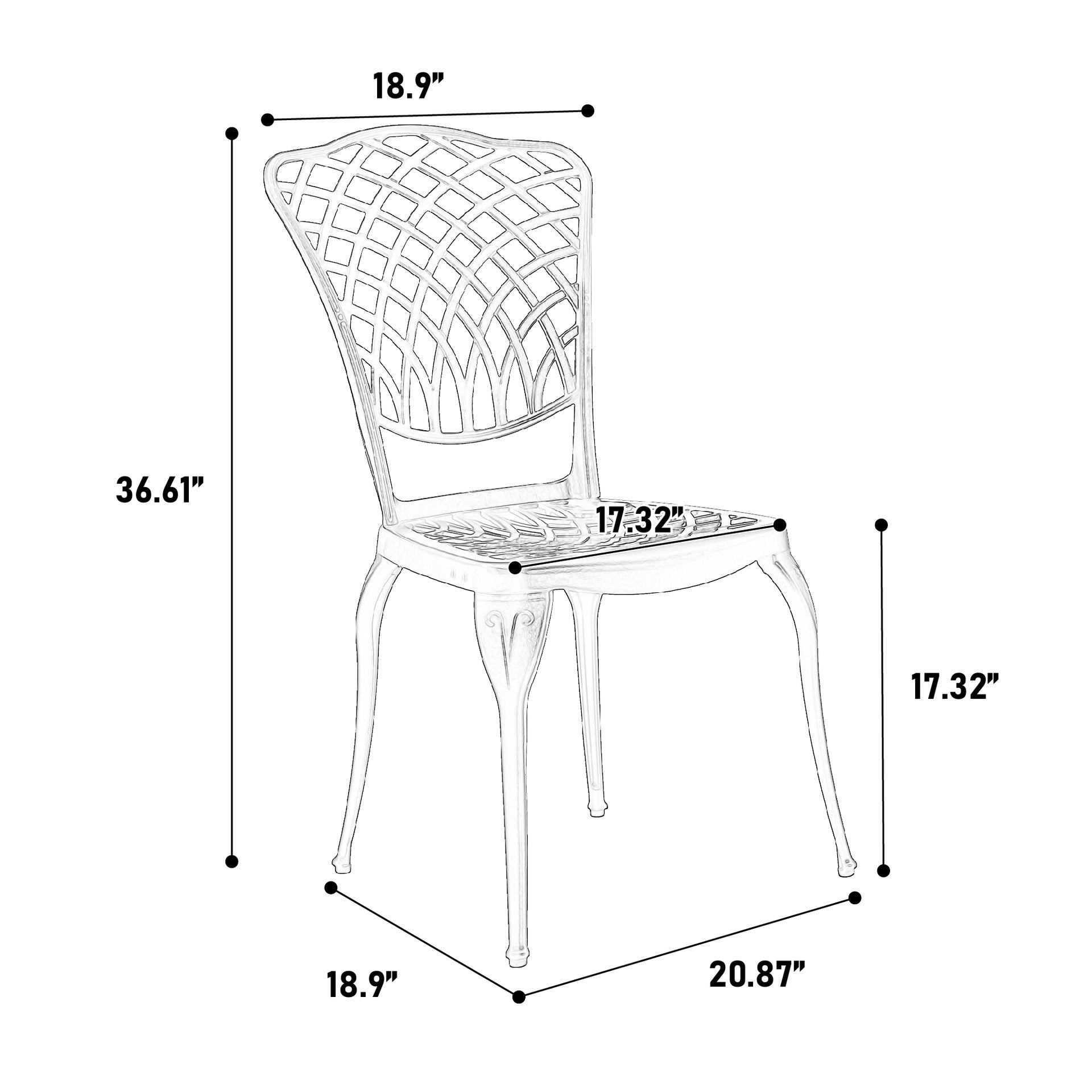 Bistro Set 3 Piece Rustproof Cast Aluminum Patio Furniture Sets 2 Chairs and 1 Round Table Outdoor, Garden,
 Patio, Balcony, black