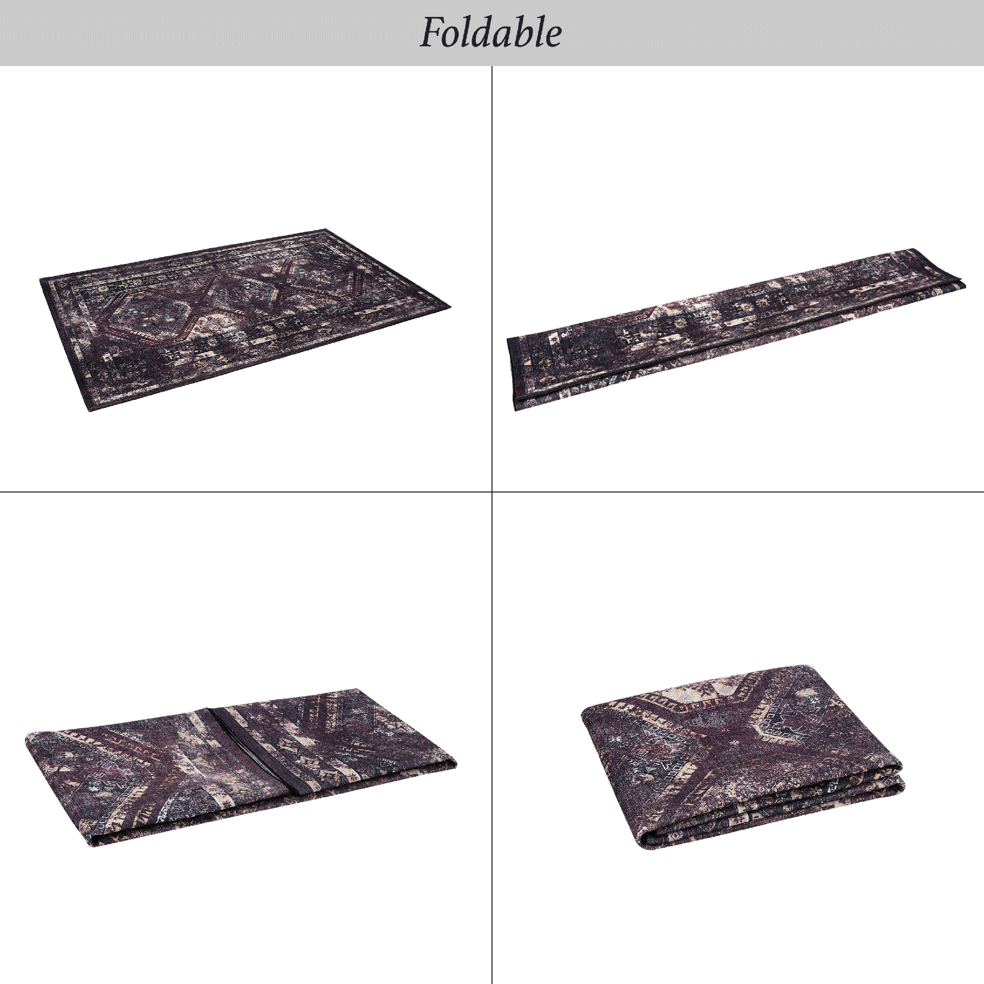 MAVAL Burgundy Washable Rug 8x10 Area Rug (Black+Burgundy, 8'x10')