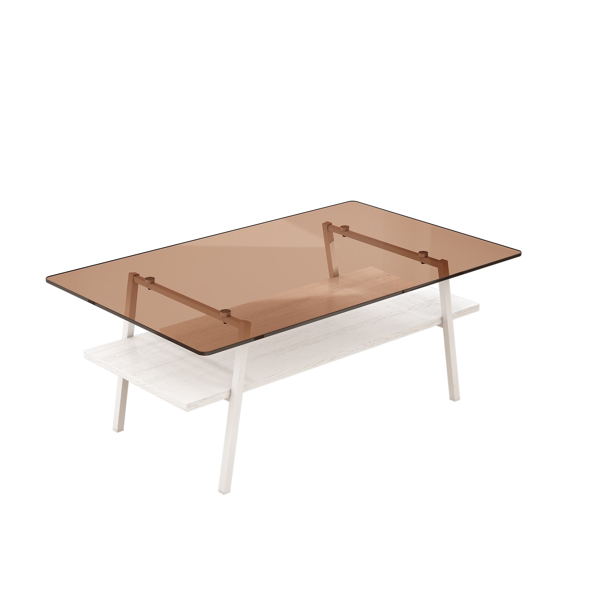 Coffee Table and End tables Set of 3, Tempered Glass Table with MDF layer, Modern Tables for Living Room , Brown Glass