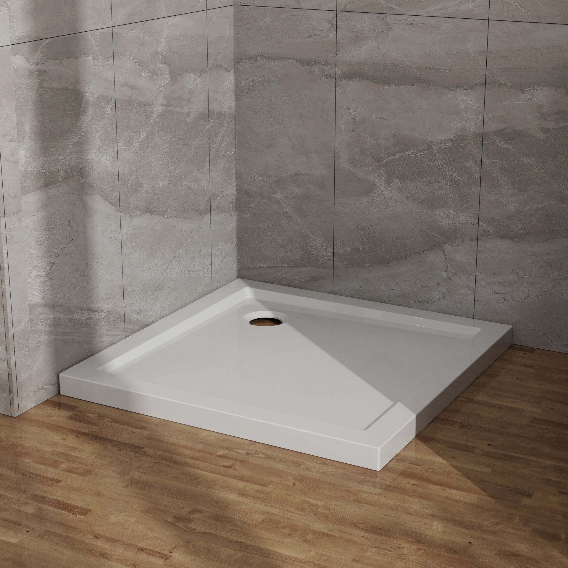 Goodyo 32x32 in Shower Base, Centered Drain No Threshold Shower Pan, White