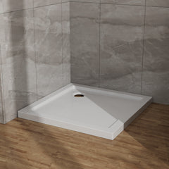 Goodyo 32x32 in Shower Base, Centered Drain No Threshold Shower Pan, White