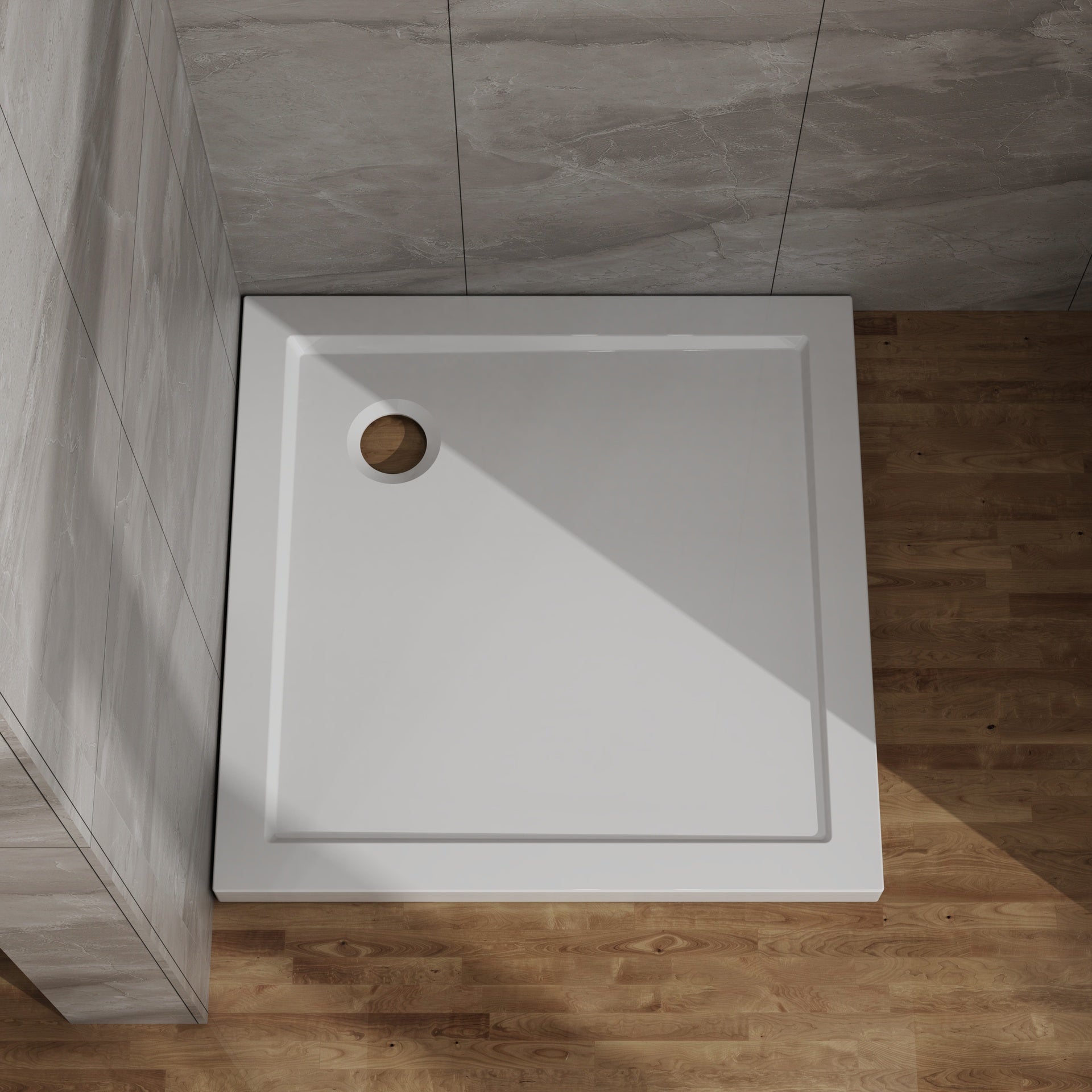 Goodyo 32x32 in Shower Base, Centered Drain No Threshold Shower Pan, White