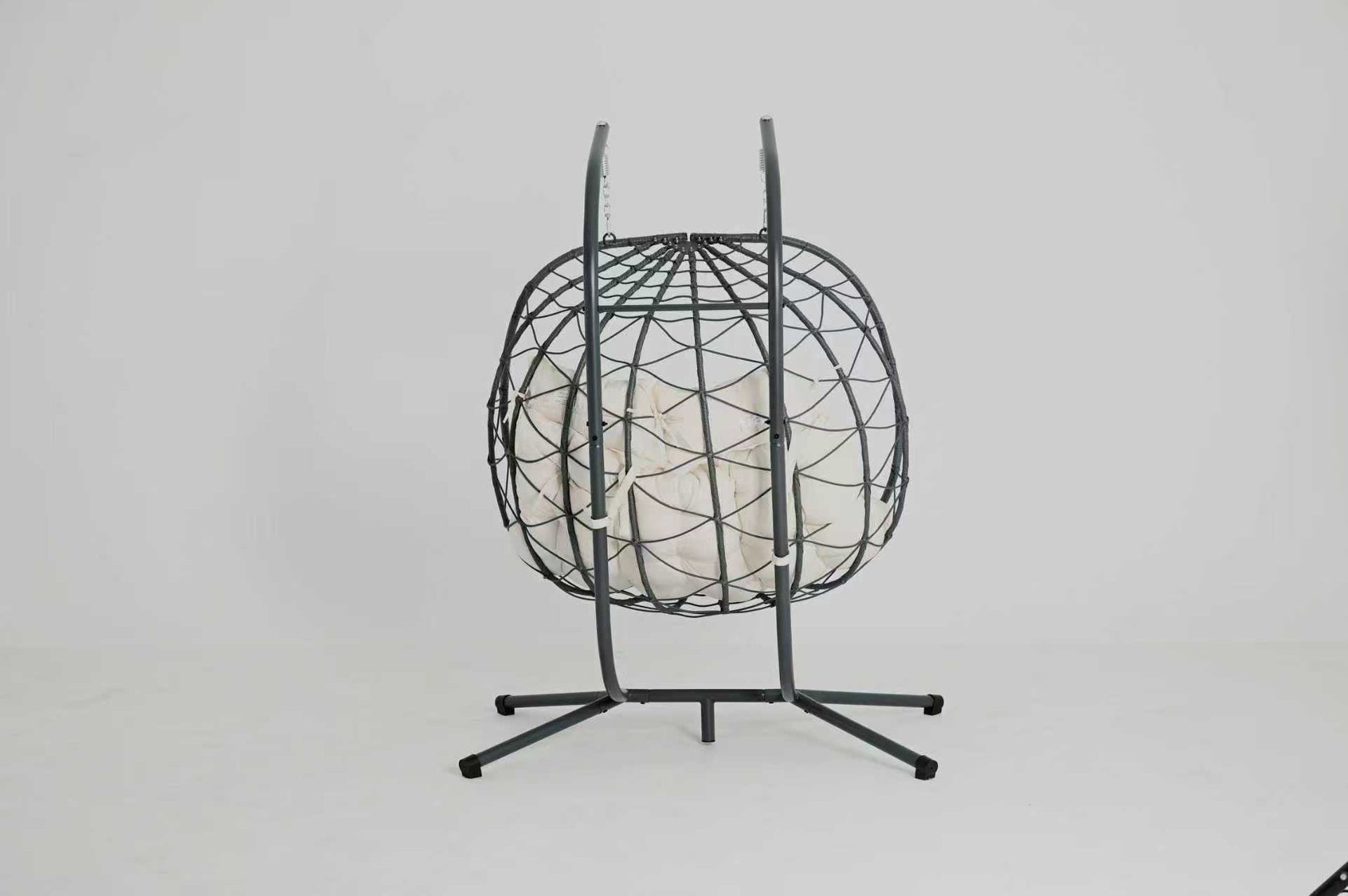 2 Persons Egg Chair with Stand Indoor Outdoor Swing Chair Patio Wicker Hanging Egg Chair Hanging Basket Chair with Stand for Bedroom Living Room Balcony
