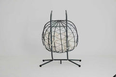 2 Persons Egg Chair with Stand Indoor Outdoor Swing Chair Patio Wicker Hanging Egg Chair Hanging Basket Chair with Stand for Bedroom Living Room Balcony