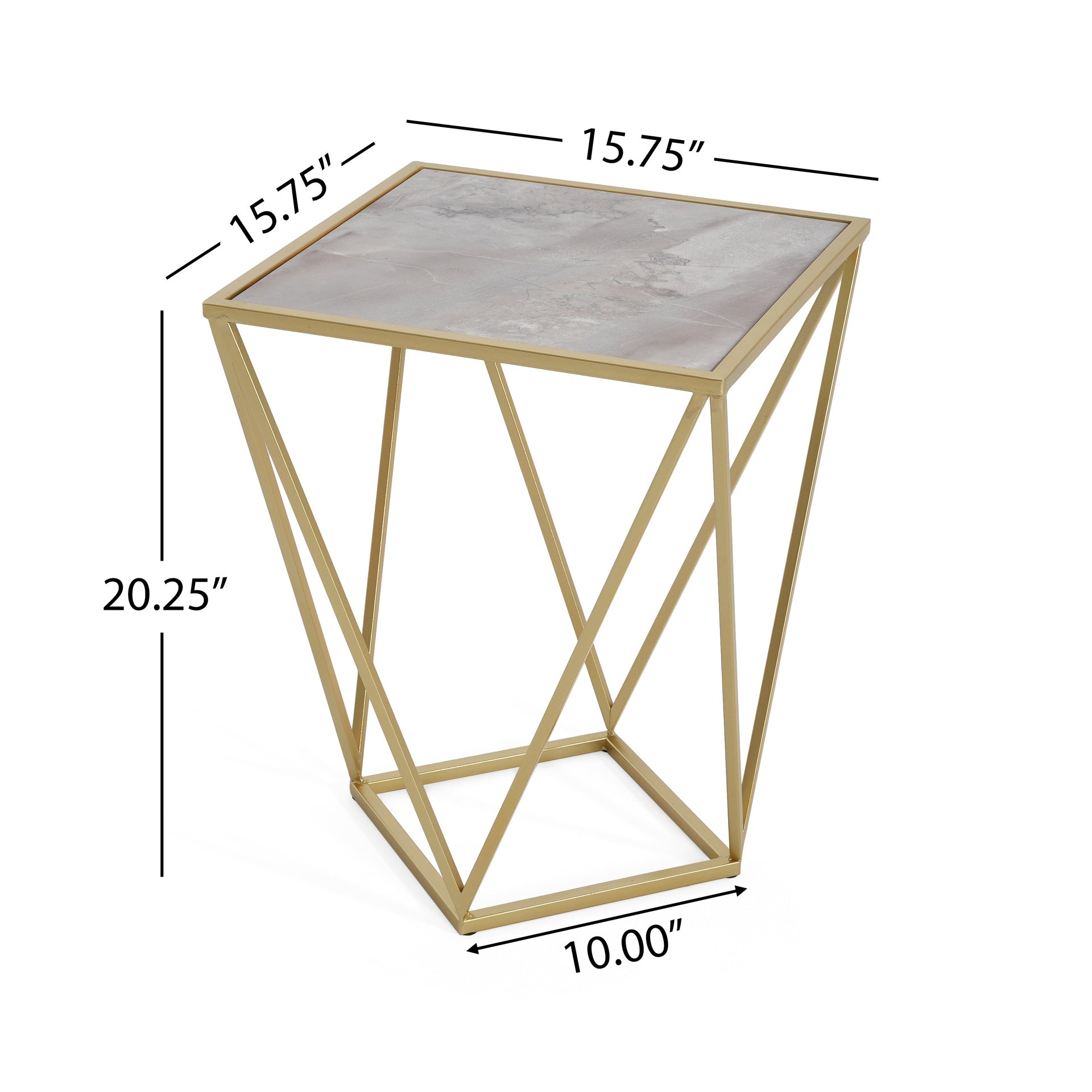 CREATIVE SIMPLE GLASS SIDE TABLE,GOLD+WHITE COLOR