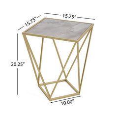 CREATIVE SIMPLE GLASS SIDE TABLE,GOLD+WHITE COLOR