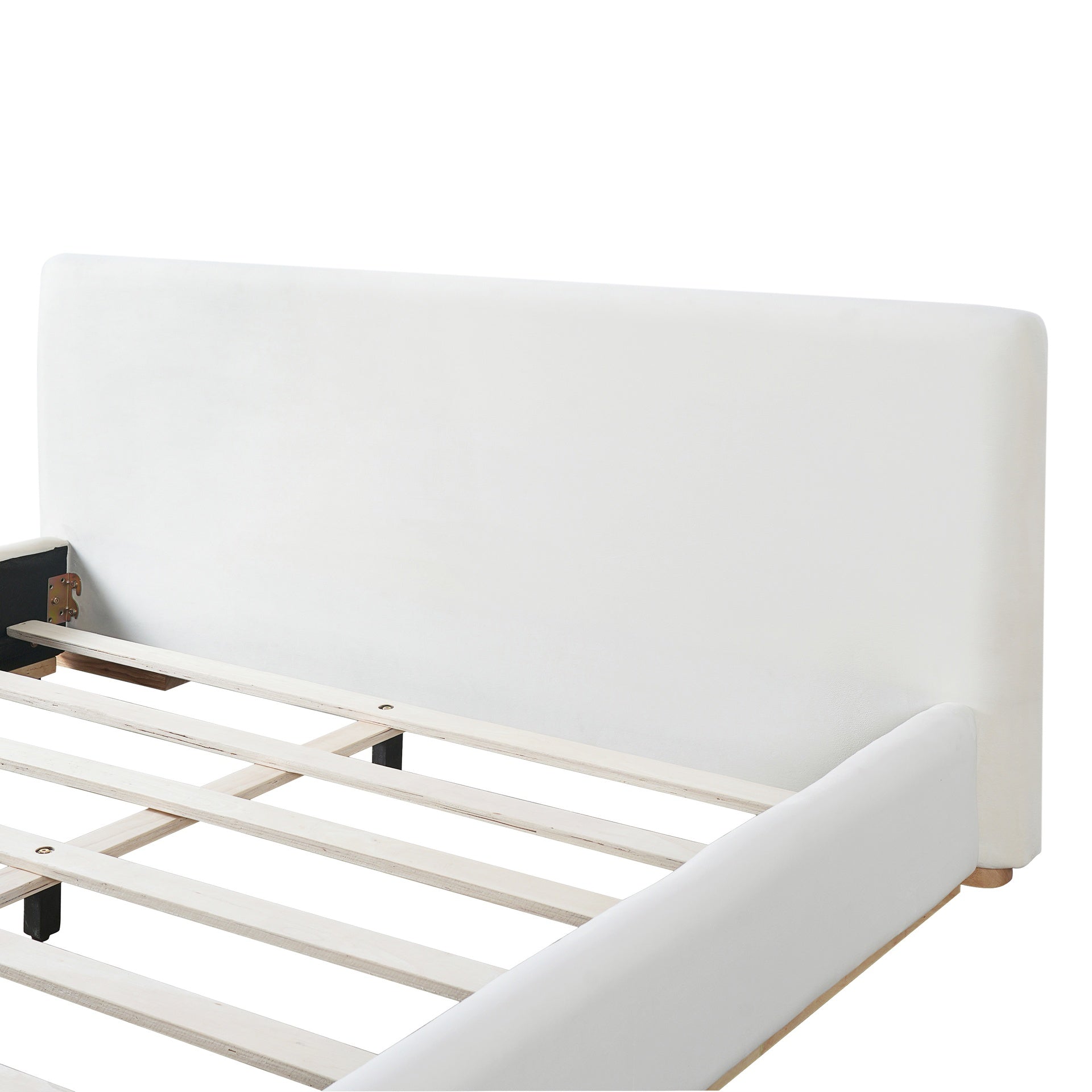 Elegant Upholstered Bed With Solid Wood Frame, Unlocking A New Experience Of Comfortable Sleeping, Queen, White