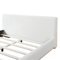 Elegant Upholstered Bed With Solid Wood Frame, Unlocking A New Experience Of Comfortable Sleeping, Queen, White
