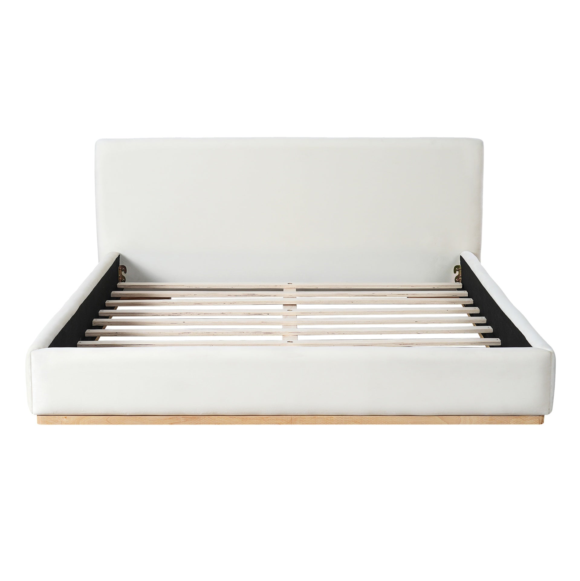 Elegant Upholstered Bed With Solid Wood Frame, Unlocking A New Experience Of Comfortable Sleeping, Queen, White
