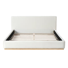 Elegant Upholstered Bed With Solid Wood Frame, Unlocking A New Experience Of Comfortable Sleeping, Queen, White