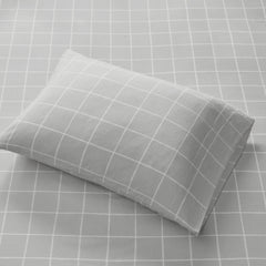 4-Piece Cal King 100% Cotton Flannel Printed Sheet Set, Grey Windowpane