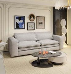 93" King Size Sleeper Sofa Bed, Pull Out Sofa Bed, 3 in 1 Convertible Sleeper Sofa, Chaise Lounge,3 Seat Teddy Couch with 2 Lumbar Pillows for Living Room,Office(Old Sku:W1885S00054/W1885S00162)