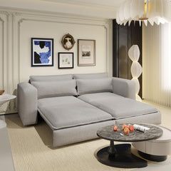 93" King Size Sleeper Sofa Bed, Pull Out Sofa Bed, 3 in 1 Convertible Sleeper Sofa, Chaise Lounge,3 Seat Teddy Couch with 2 Lumbar Pillows for Living Room,Office(Old Sku:W1885S00054/W1885S00162)