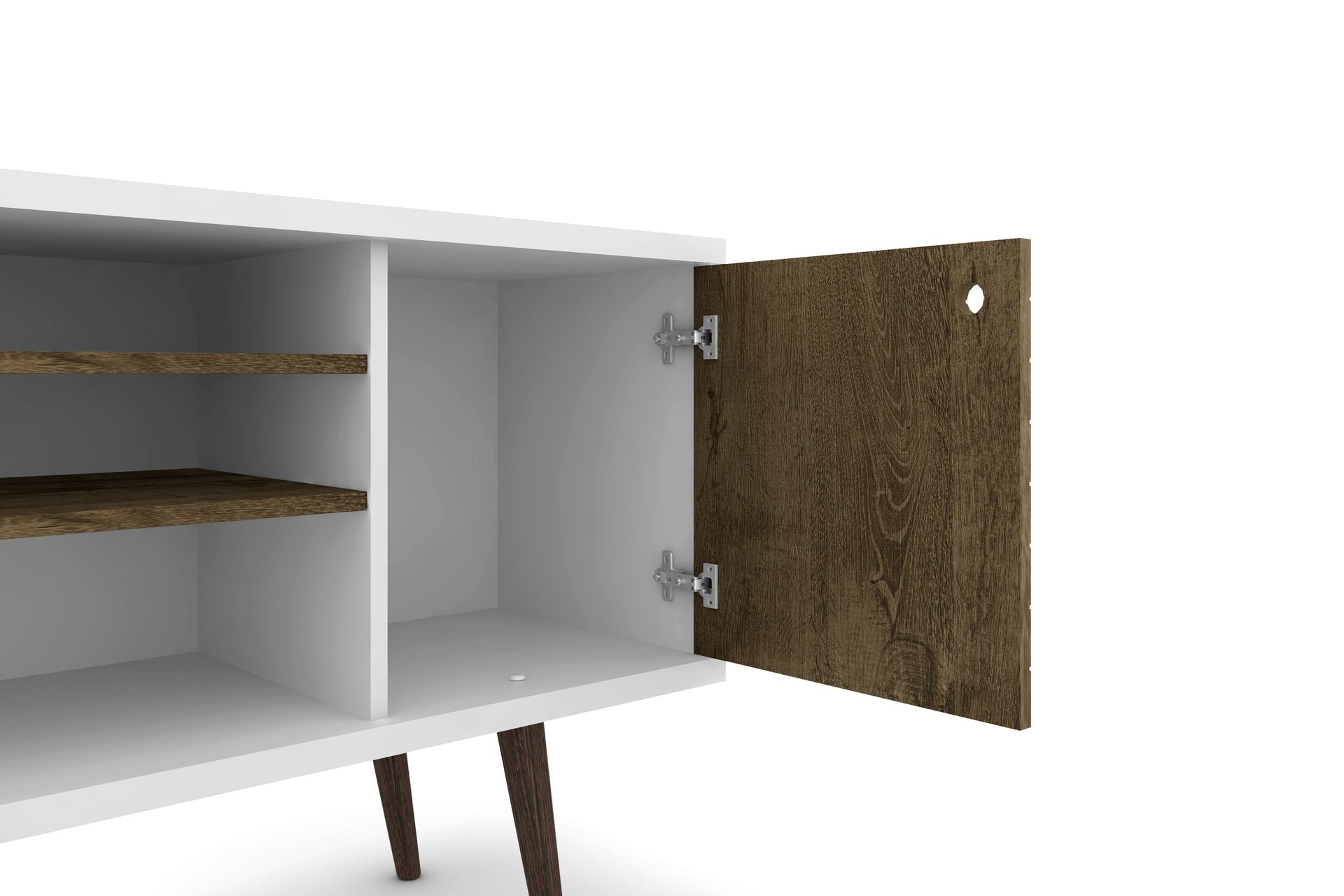 TV Stand in White and Rustic Brown