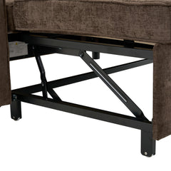 56.9" Loveseat Sofa Pull-out Sofa Bed Sleeper Sofa with a Reversible Backrest Cushion, Side Pockets, Two USB Ports and a Phone Holder for Living Room, Brown