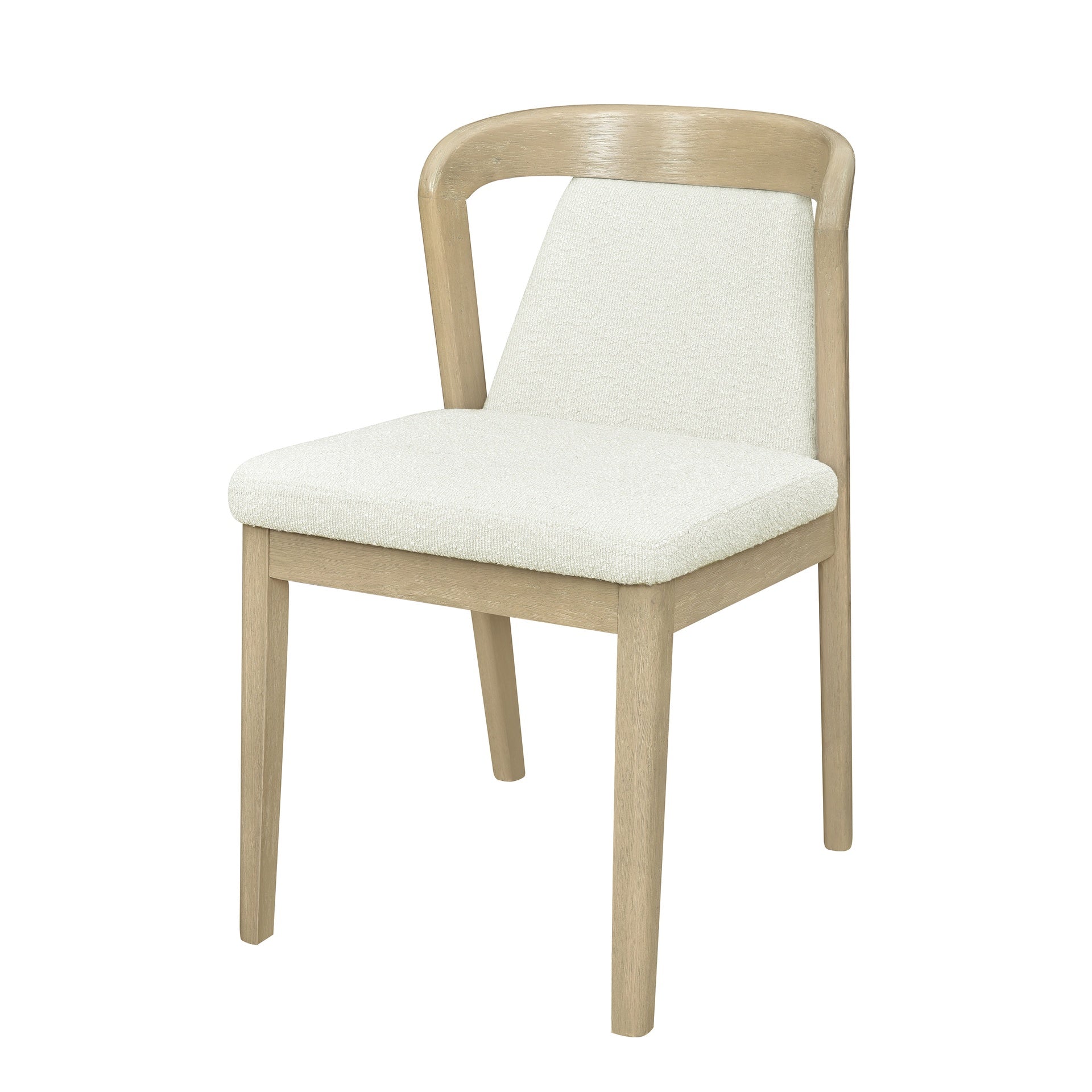 Upholstered Backrest Armless Dining Chairs (Natural Ash+Beige)